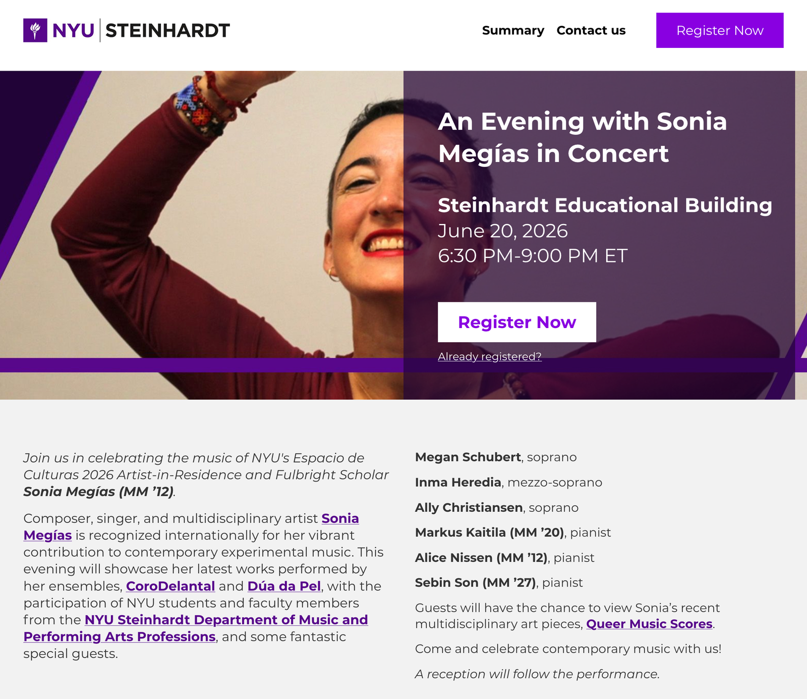 NYC An Evening with Sonia Megias in Concert